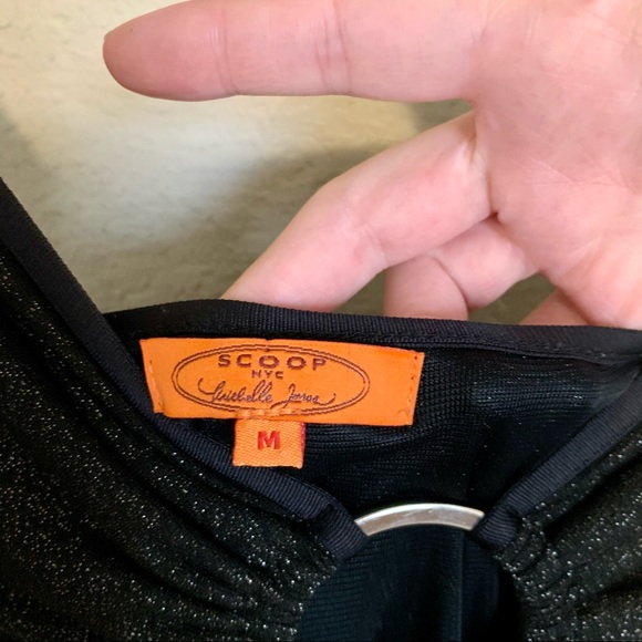 Y2K SCOOP Black and Gold Keyhole Shimmer Gown - Picture 12 of 13